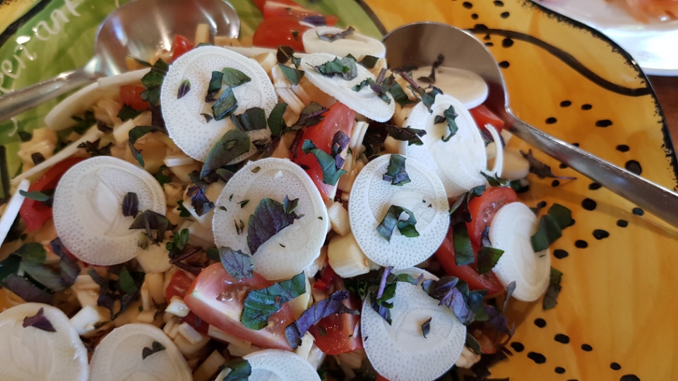 Tossed salad using fresh Palm Heart